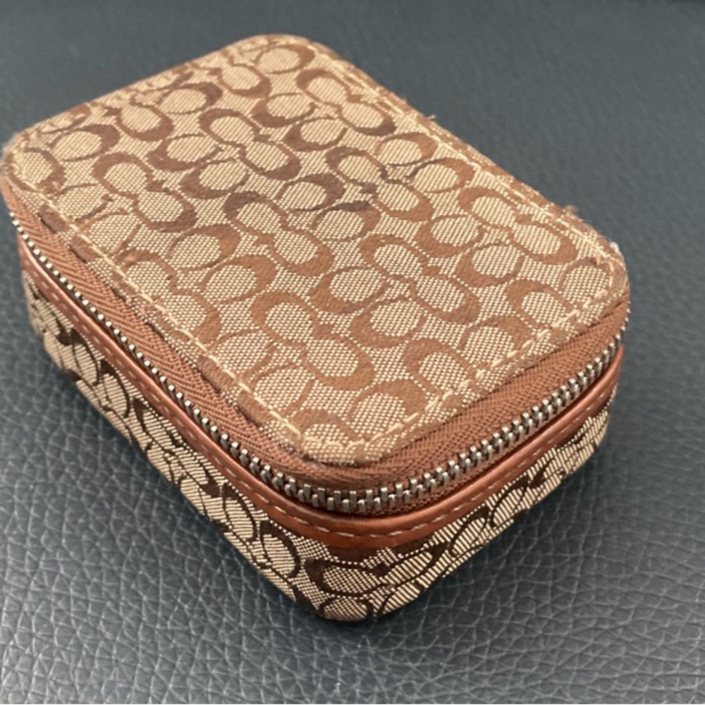 Coach Canvas Vintage Pill Case With Three Mini Pill Bottles In Khaki/ Brown